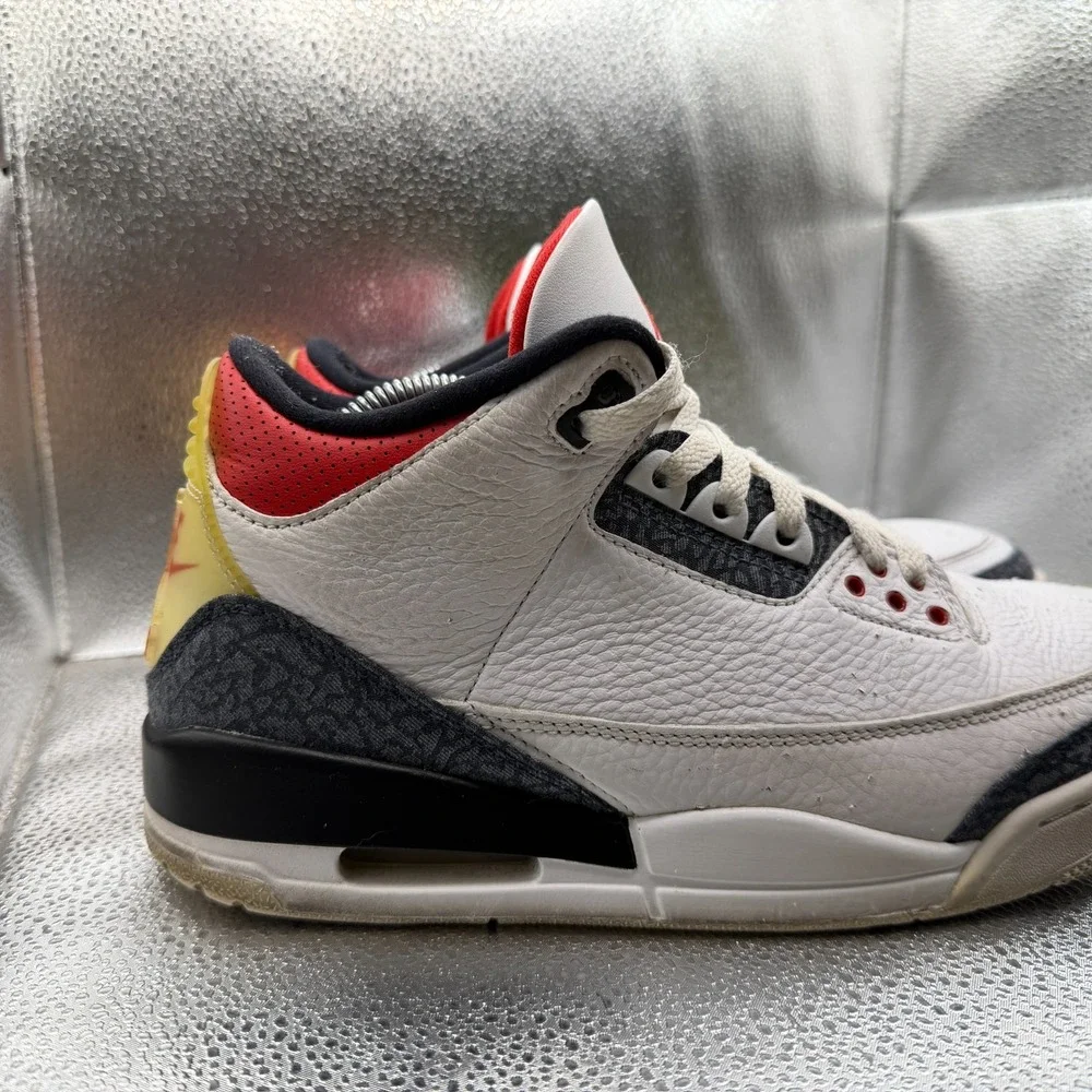 Size‎ 9.5 Jordan 3 Retro Denim SE Fire Red White Black Mens Sneakers CZ6431-100